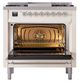 Ilve® Nostalgie II Noblesse 36'' Antique White Pro Style Dual Fuel Range with Chrome Trim-1