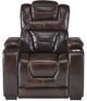 Corinthian Furniture Luke Brown Power Recliner with Power Headrest and Bluetooth Speaker-0