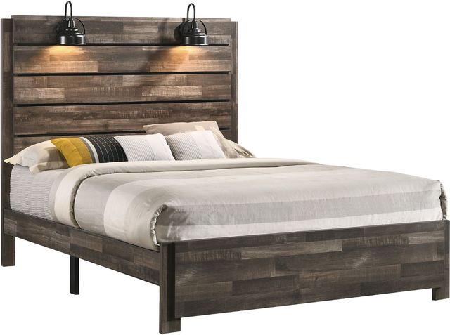 Crown Mark Carter Distressed Wood Queen Panel Bed-0