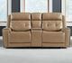 Liberty Furniture Carrington York Sand Leather Power Reclining Loveseat with Console-2