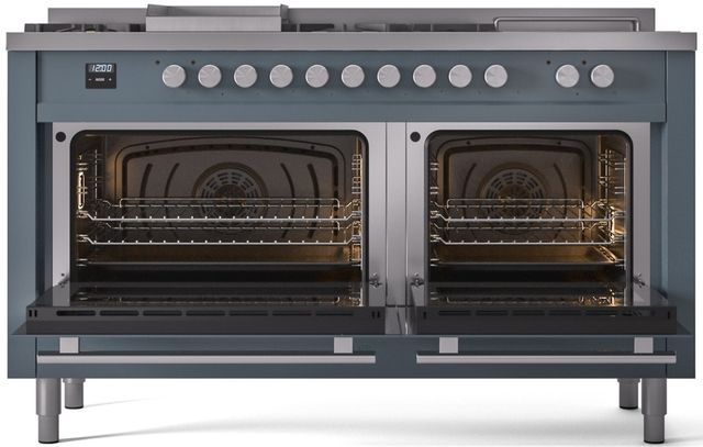 Ilve® Professional Plus II 60" Blue Grey Pro Style Dual Fuel Range-1