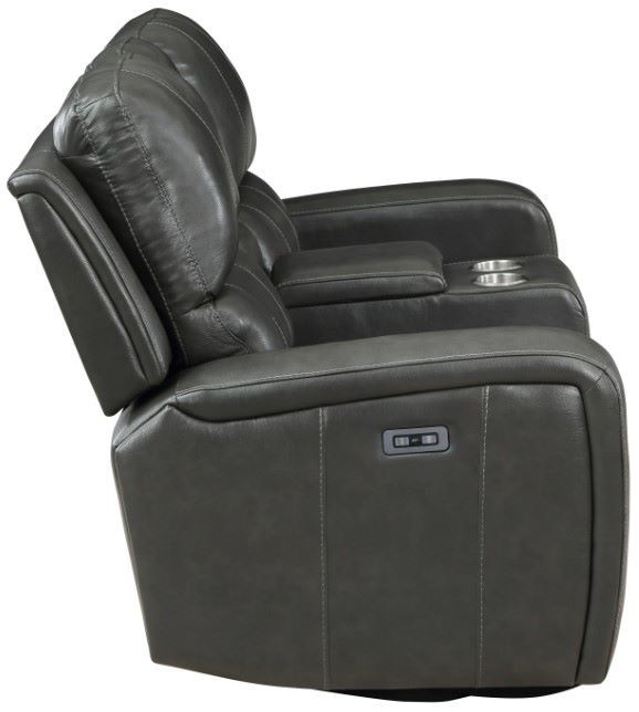 New Classic® Home Furnishings Linton Dark Gray Dual Power Reclining Console Loveseat-2