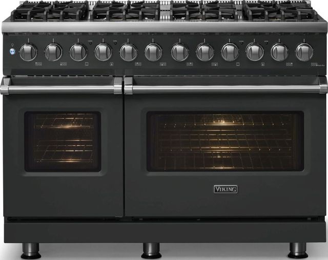 Viking® 5 Series 48" Antique Bronze Pro Style Dual Fuel (LP) Range with Polished Chrome Trim-2