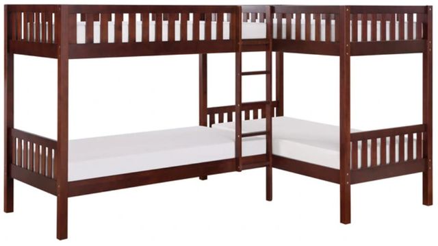 Homelegance® Rowe Dark Cherry Twin/Twin Corner Bunk Bed-0