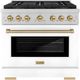 ZLINE Autograph Edition Paramount Series 36" Stainless Steel Pro Style Dual Fuel Range with White Matte Door and  Champagne Bronze Accents-0