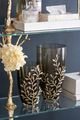 A & B Home Gold/Green Small Glass Capri Aluminum Leaf Vase-5