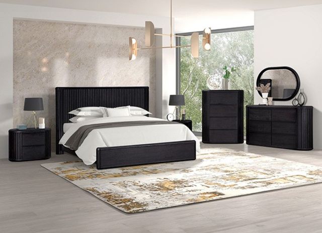 Furniture of America® Hildesheim 4-Piece Black Modern Contemporary Queen Bedroom Set-0