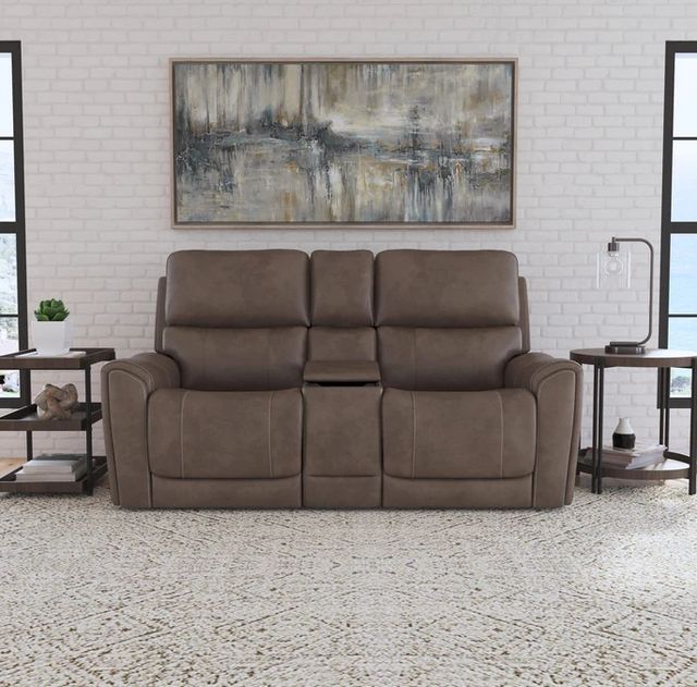 Flexsteel® Carter Cappuccino Power Reclining Loveseat with Console-1