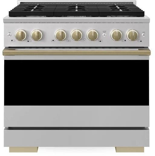 ZLINE Marino 36" Stainless Steel Pro Style Gas Range with Champagne Bronze Accents