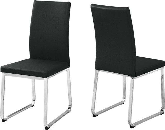 Monarch Specialties Inc. 2-Piece Black/Chrome Side Chair Set with Metal Bases-1