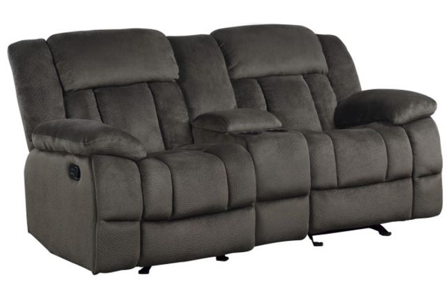 Homelegance® Laurelton Chocolate Double Manual Glider Reclining Loveseat with Center Console-0