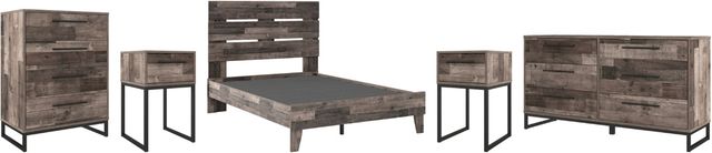 Signature Design by Ashley® Neilsville 5-Piece Multi Gray Queen Panel Platform Bed Set-0
