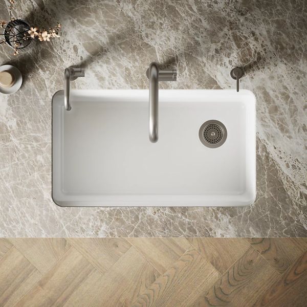 KOHLER® Riverby® White 33" Undermount Single-Bowl Workstation Kitchen Sink-2