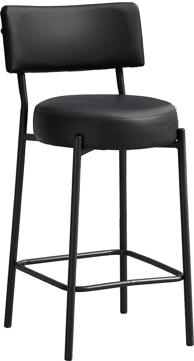 Monarch Specialties Inc. 2-Piece Black 37" Upholstered Counter Height Barstools Set-0