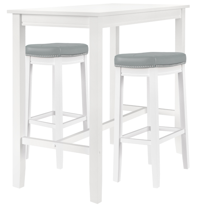 Linon Claridge 3-Piece Light Gray/White Bar Height Dining Table