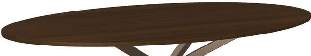 Amisco Customizable Asterisk Walnut Oval Table with Metal Stand-1