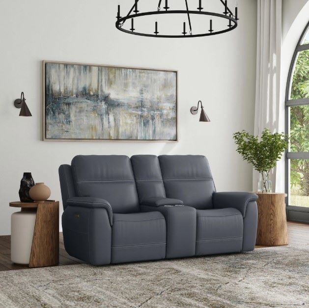 Flexsteel® Sawyer Marine Leather Power Reclining Loveseat with Console, Power Headrests and Lumbar-2