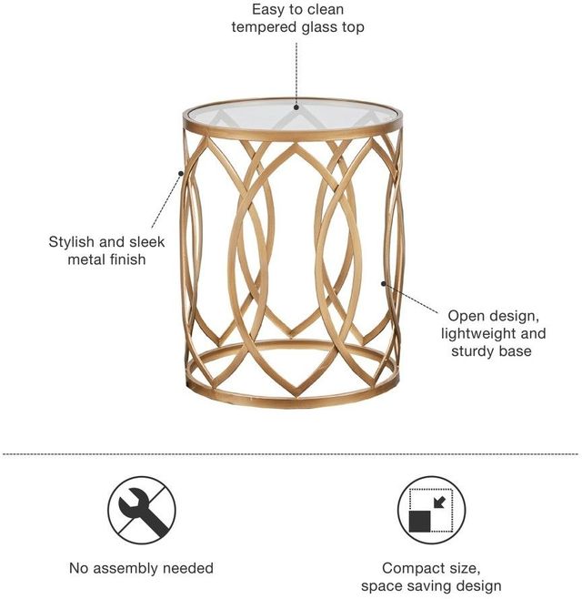 Olliix by Madison Park Tempered Glass Accent Table with Gold Base-1