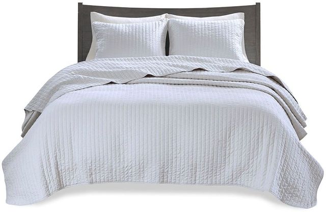 Olliix by Madison Park White Twin/Twin XL Keaton Reversible Coverlet Set-0