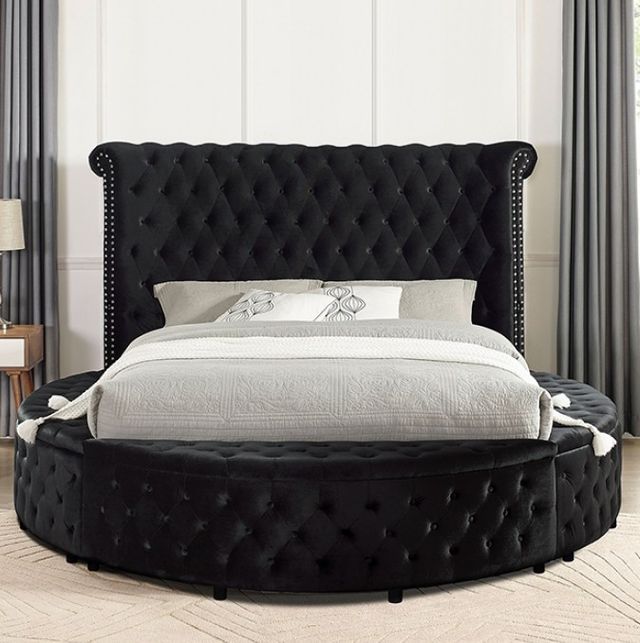 Furniture of America® Sansom 4-Piece Black Queen Sleigh Bedroom Set-1