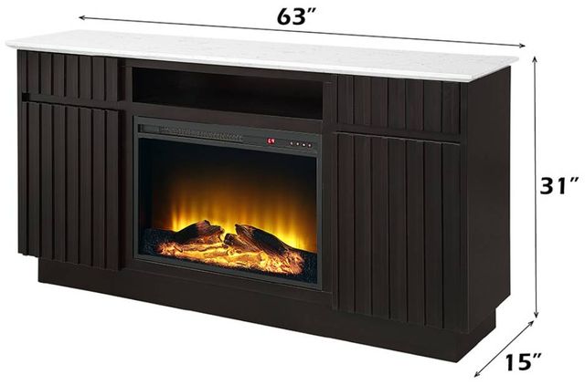 ACME Furniture Jaramillo Rustic Espresso/Natural Marble Server with Fireplace-2