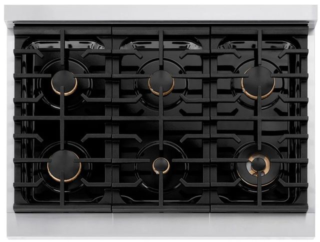 ZLINE Autograph Edition Paramount 36" 5.2 cu. ft. Stainless Steel with Polished Nickel Helix Handle and Knob Accents Dual Fuel Range with 6 Burner Gas Cooktop and Electric Convection Oven-3