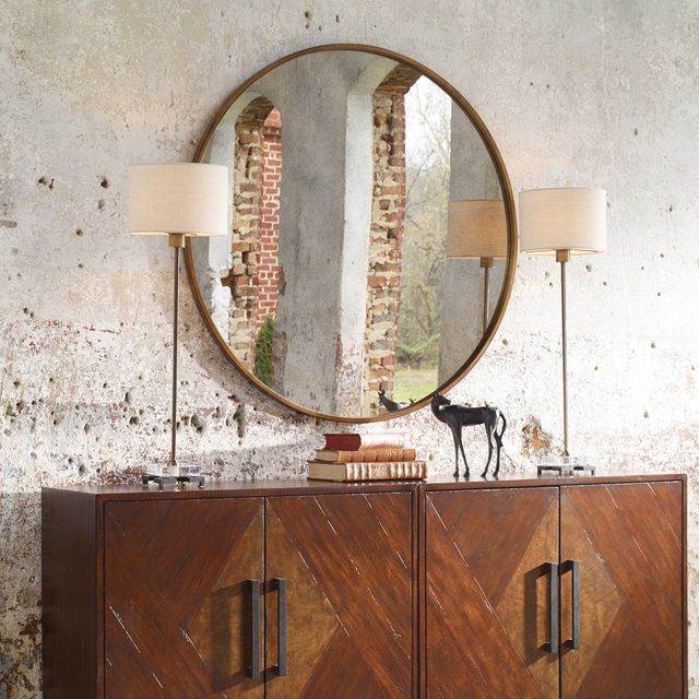 Uttermost® Junius Antique Gold Leaf Round Mirror-3