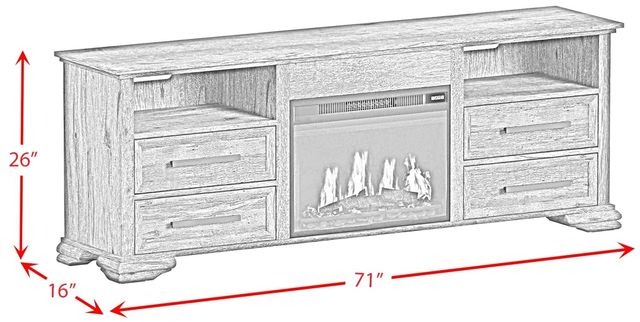 Elements International Park Ridge Charcoal 71'' TV Console with Fireplace Insert-2