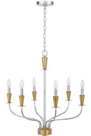Cal® Lighting & Accessories Weston Chrome/Satin Brass Chandelier-0