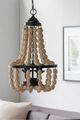 A & B Home Beige Large Beaded 4-Light Chandelier-2