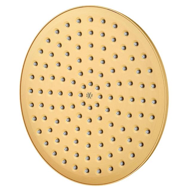 DXV Oak Hill® Satin Brass Single Function 10" Round Rain Can Showerhead-2
