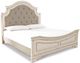 Signature Design by Ashley® Realyn 3-Piece Chipped White King Upholstered Panel Bed Set-1