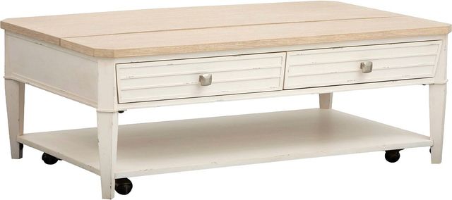 Magnussen Home® Echo Isles Driftwood/Sea Pearl Lift Top Storage Cocktail Table with Casters-0