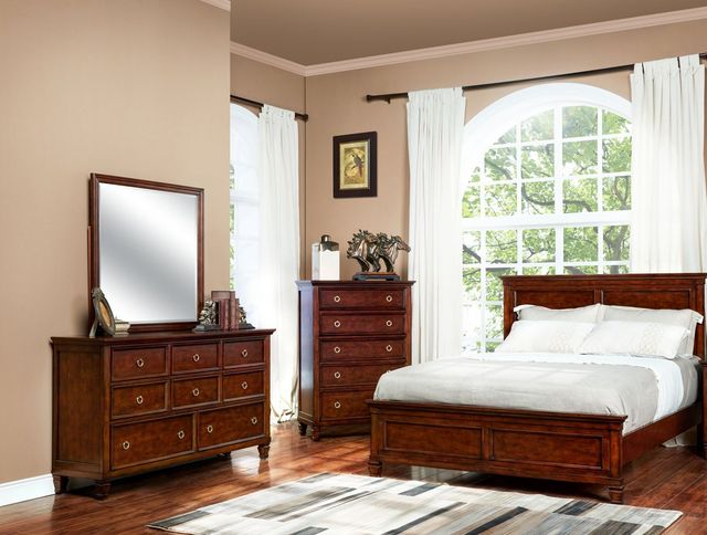 New Classic® Home Furnishings Tamarack 4-Piece Brown Cherry Queen Bedroom Set with Chest-0