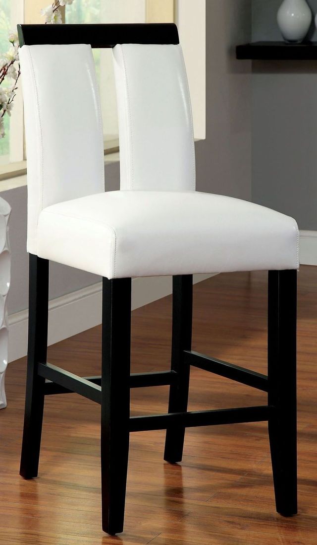 Furniture of America® Luminar II 7-Piece Black Counter Height Dining Set with White Side Chair -3