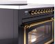 Ilve® Nostalgie II Noblesse 36'' Glossy Black Pro Style Induction Range with Brass Trim-4