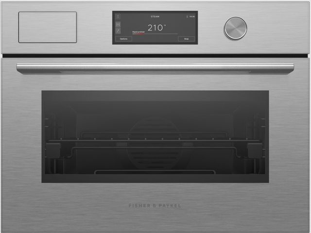Fisher & Paykel Series 9 24” Brushed Silver Glass Contemporary Combi-Steam Oven-0