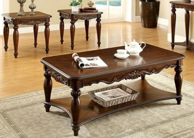 Furniture of America® Bunbury 3-Piece Cherry Occasional Table Set-0