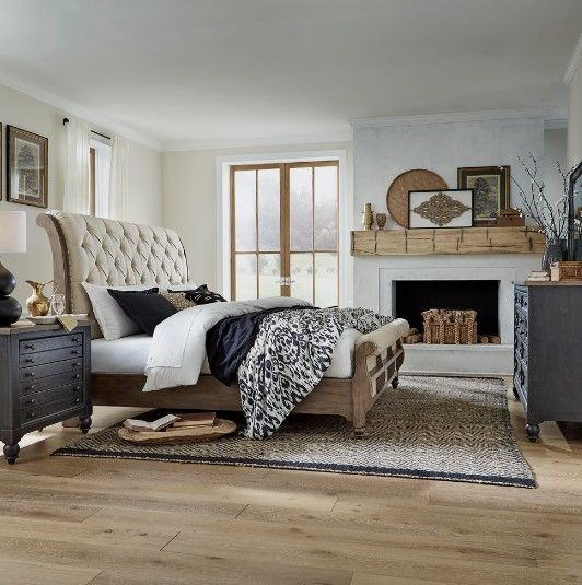 Liberty Furniture Americana Farmhouse Beige/Dusty Taupe King Sleigh Bed-2