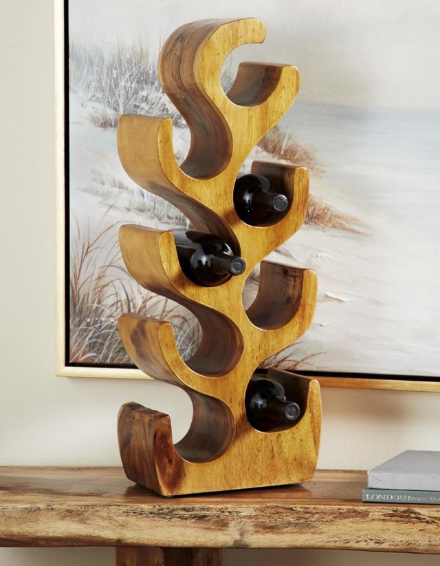 Deco Marche Brown Tree Shaped 8-Bottle Wine Rack-3