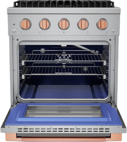 Hauslane HausPro Range 30" Stainless Steel Pro-Style Gas Range with Rose Gold Knobs-2