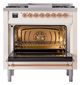 Ilve® Nostalgie II Noblesse 36'' Antique White Pro Style Dual Fuel Range with Copper Trim-1