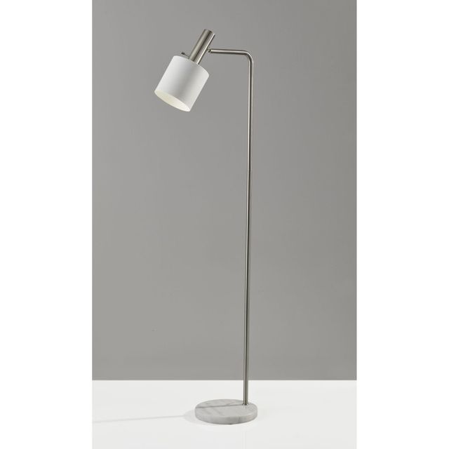 Adesso® Emmett Brushed Steel And White Floor Lamp-1