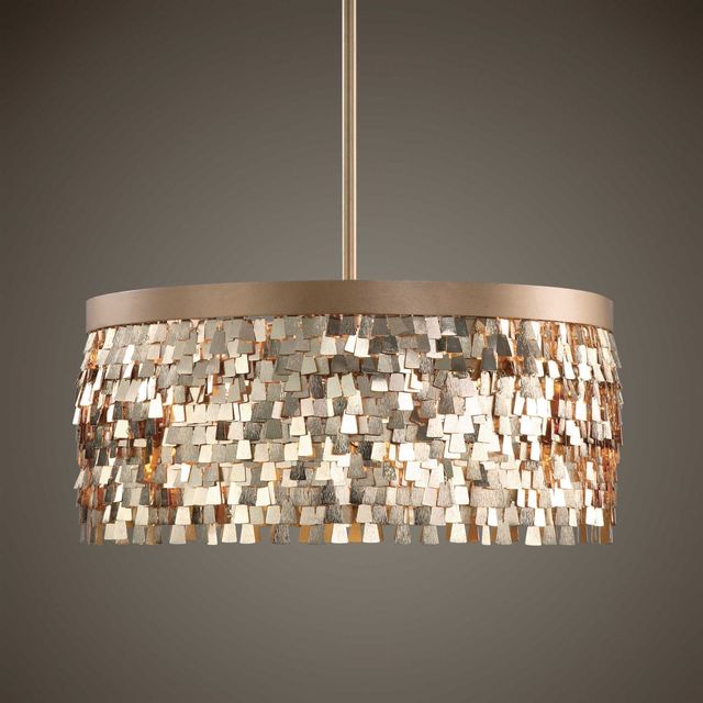 Uttermost Tillie Textured Gold 3 Light Pendant-2