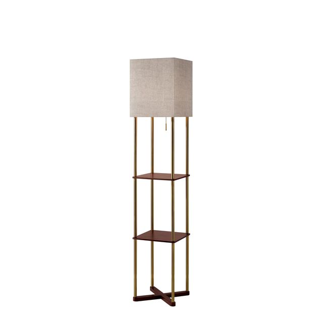 Adesso® Harrison Antique Brass Shelf Floor Lamp-0