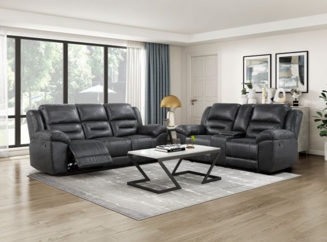 Homelegance® Hazen Black Double Manual Reclining Loveseat with Center Console-1