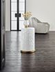 Hooker® Furniture Melange Be-Leaf In Me White Accent Table with Brushed Gold Base-1