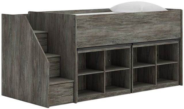Signature Design by Ashley® Frandern Warm Gray Youth Twin Loft Bed with Bookcase Storage-1