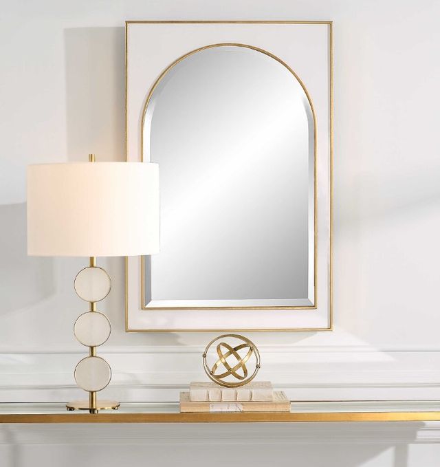 Uttermost® Crisanta Gloss White Arch Mirror-1