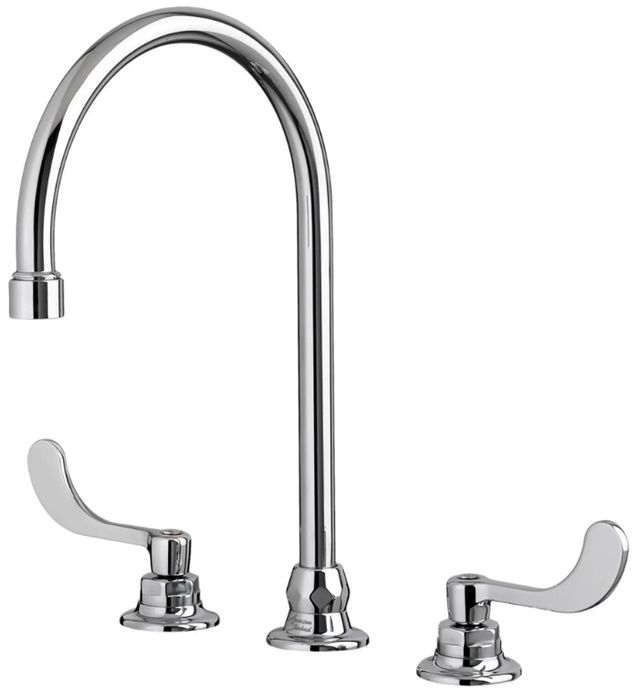 American Standard Monterrey® Polished Chrome 8" Widespread Gooseneck Faucet with Wrist Blade Handles and Flexible Underbody-1